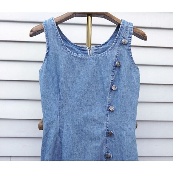 Vintage 90s Switch USA Sexy Denim Bodycon Midi Dress - Picture 2 of 8